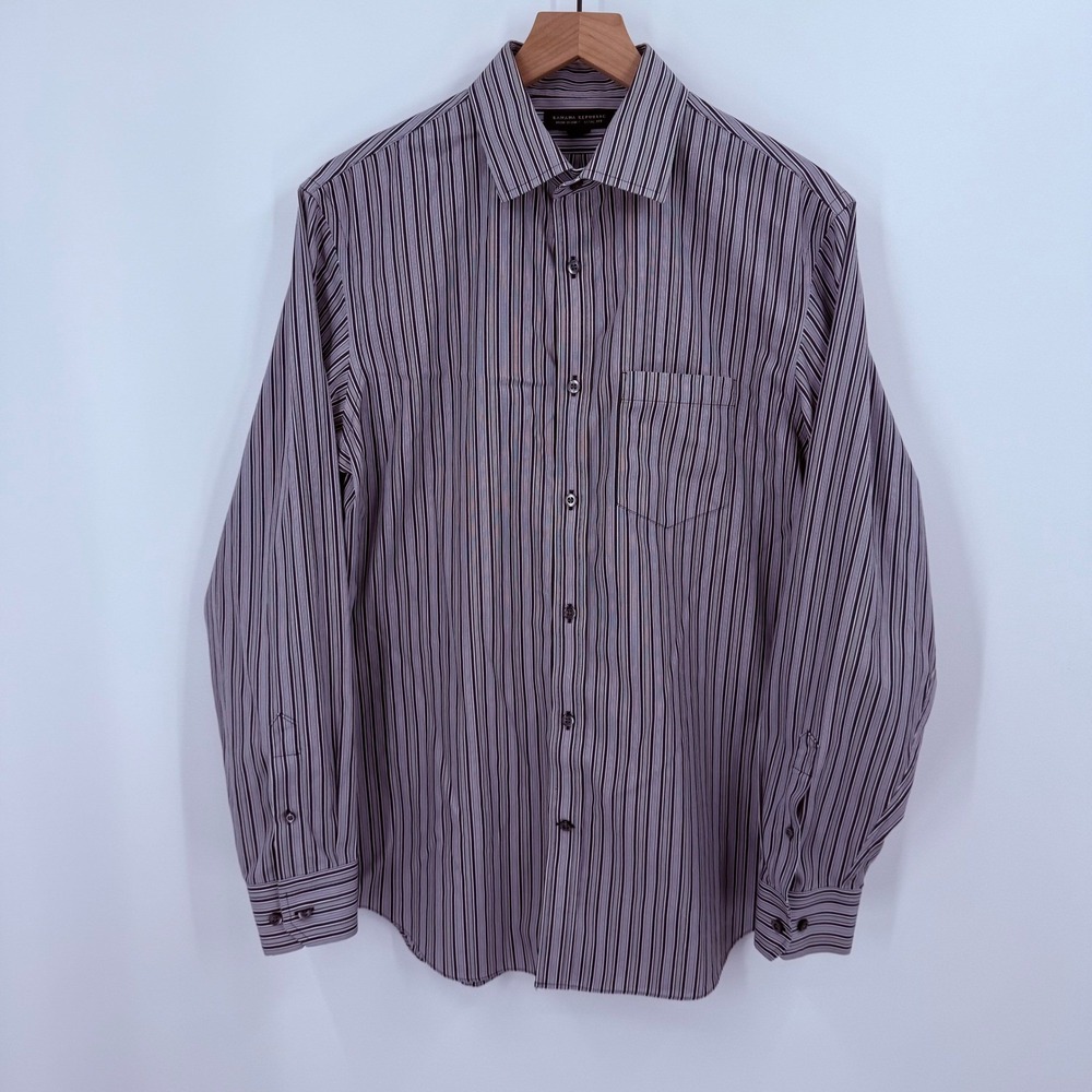 Banana Republic Mens Striped Dress Shirt 15-15 1/2 M Classic Fit Non Iron